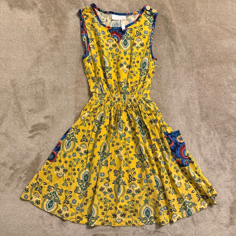 Matilda Jane Girls Daisy Chain Dress Yellow Paisley Floral Sleeveless Size 10